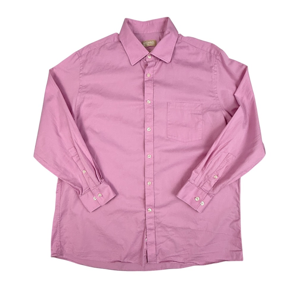Michael Kors Regular Fit Men's Pink Long Sleeve Button Down Shirt‎ Size 17 32/33